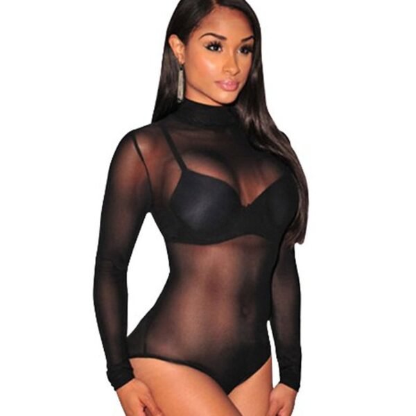 European and American Sexy Underwear Black Tight Mesh Perspective One-piece Sexy Pajamas