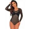 European and American Sexy Underwear Black Tight Mesh Perspective One-piece Sexy Pajamas