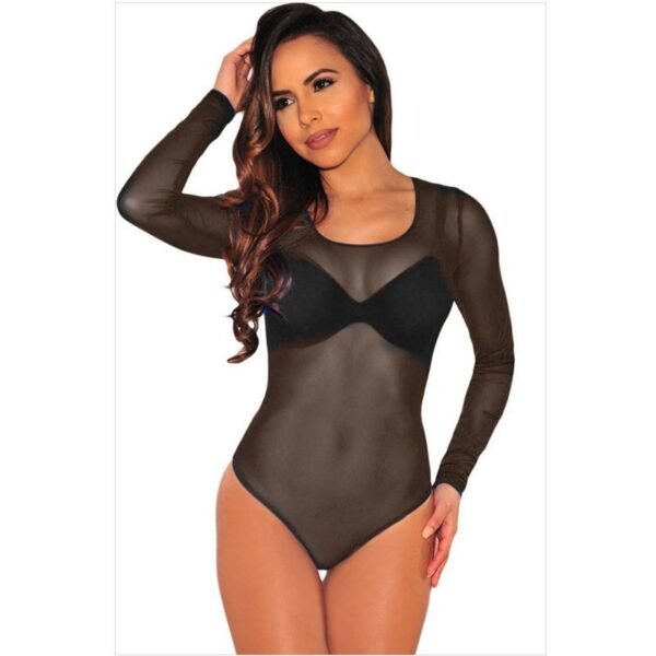 European and American Sexy Underwear Black Tight Mesh Perspective One-piece Sexy Pajamas
