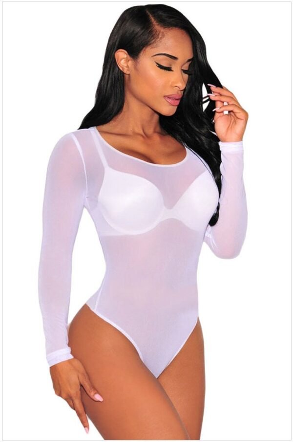 European and American Sexy Underwear Black Tight Mesh Perspective One-piece Sexy Pajamas