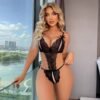 Gathering Sexy Underwear Pajama Cutout Halter Jumpsuit