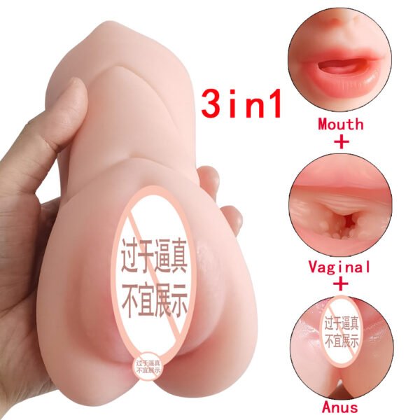 Male airplane cup three-point reverse mould double-head tongue licking name device mouth masturbation device