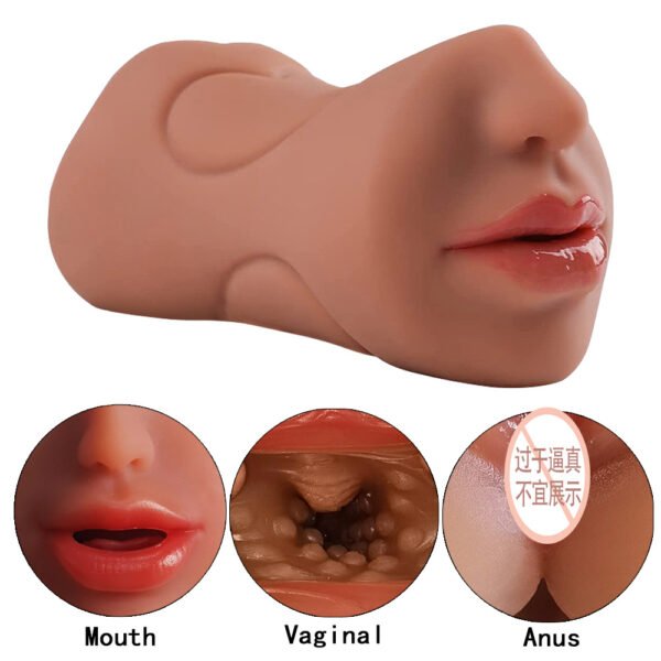 Male airplane cup three-point reverse mould double-head tongue licking name device mouth masturbation device