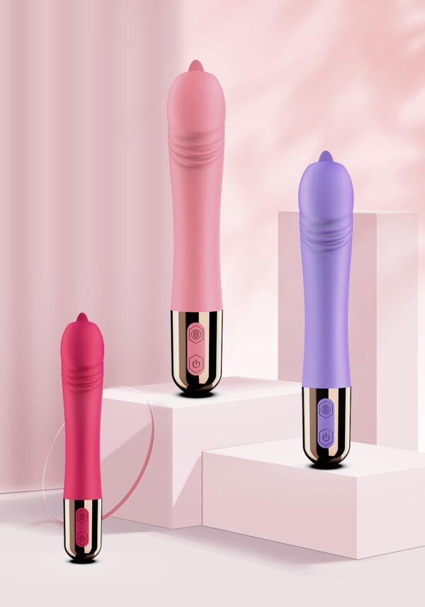 Warming tongue licking female penis vibrating stick masturbator AV massage stick