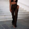 Sexy gauze skin-friendly pants Summer beach see-through sunscreen pants Wide leg pants