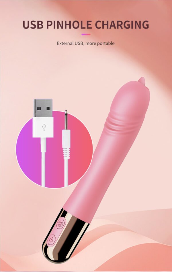 Warming tongue licking female penis vibrating stick masturbator AV massage stick