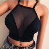 Mesh see-through plunging bra
