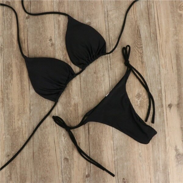 Halter Solid Three-Point Bikini Sexy Swimsuit Women's Split Strap Adjustable Multi-Color Swimsuit Set