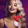 First kiss, big mouth, tongue licking, sucking, vibrating rod charging, female masturbation device