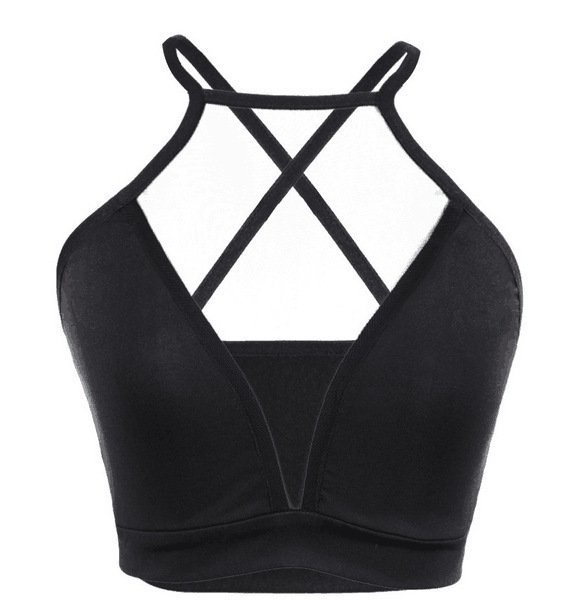 Mesh see-through plunging bra