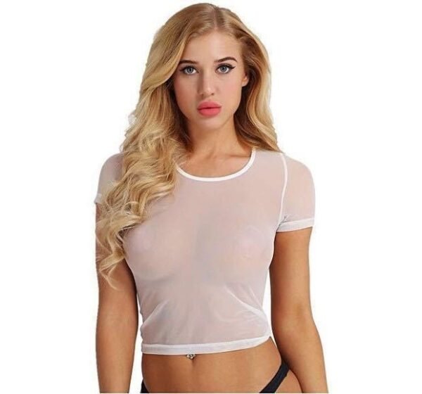 Sexy Transparent Career Seduction Mid-Length Shirt Short Sleeve