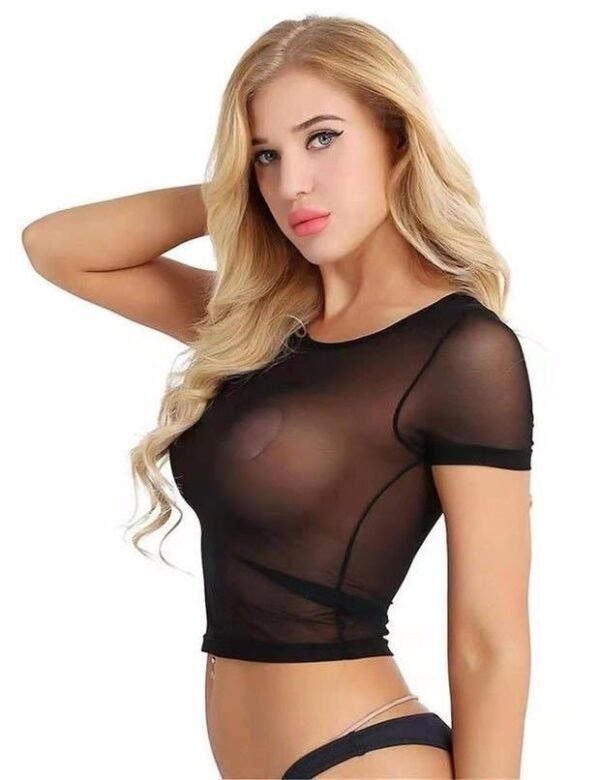 Sexy Transparent Career Seduction Mid-Length Shirt Short Sleeve