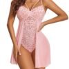 Sexy See-Through Lace Suspender Sexy Pajama Large Size See-Through Suspender Jumpsuit Women