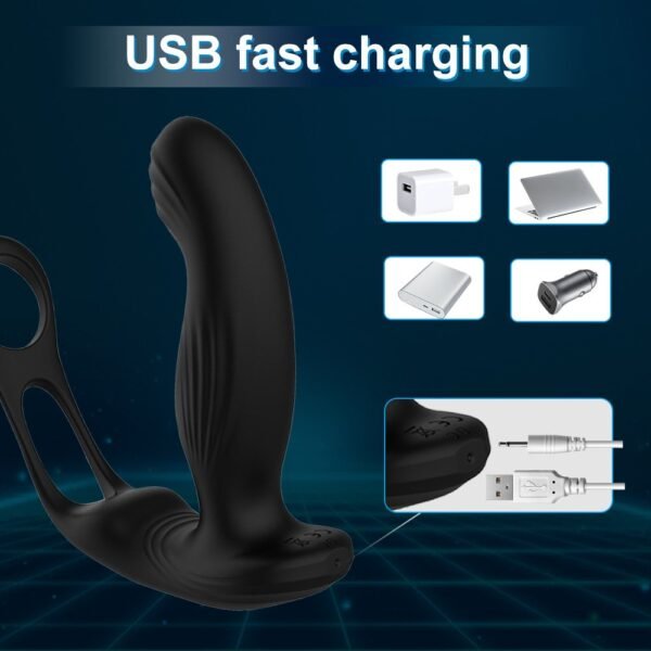 Male masturbation device capable of pul prostate climax massager and war with vestibule double-ring anal plug vibrating rod