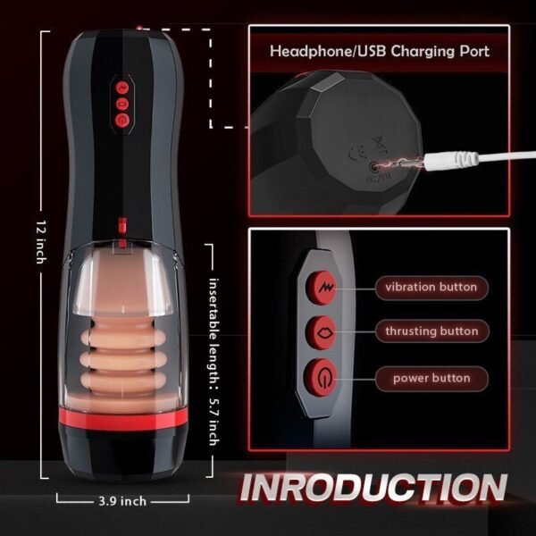 Penis exerciser for male full-automatic telescopic vibrating airplane cup drawing and inserting masturbator