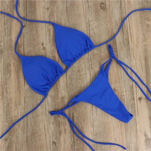 Halter Solid Three-Point Bikini Sexy Swimsuit Women's Split Strap Adjustable Multi-Color Swimsuit Set