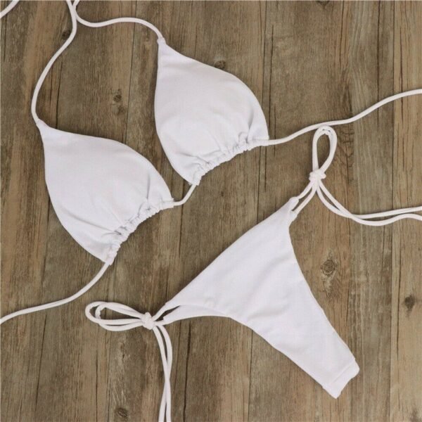 Halter Solid Three-Point Bikini Sexy Swimsuit Women's Split Strap Adjustable Multi-Color Swimsuit Set
