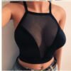 Mesh see-through plunging bra