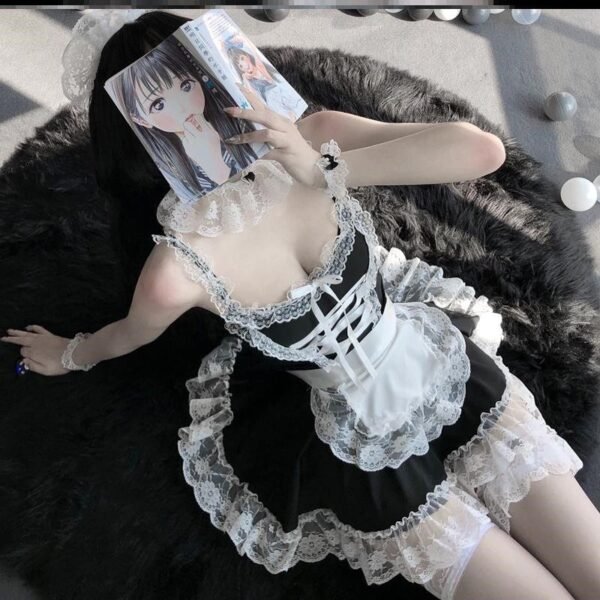 COS Maid Uniform Seduction Mesh No-Take Off Date Battle Gown Pajama Set