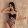 Sexy halter cutouts jumpsuit Hot open file see-through uniform pajamas