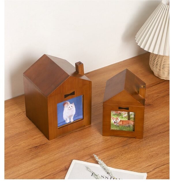 Cat and dog pet wooden cinerary urn