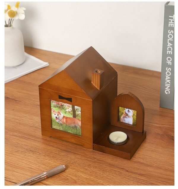 Cat and dog pet wooden cinerary urn