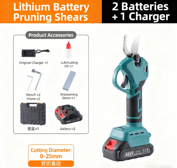 Electric pruning shears, portable garden and horticulture lithium battery fruit tree shears, outdoor high branch shears